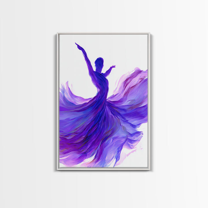 Purple Flowing Dancer Canvas Print, Modern Abstract Art, Feminine Movement Poster, Colorful Wall Decor, Bedroom Art Prints