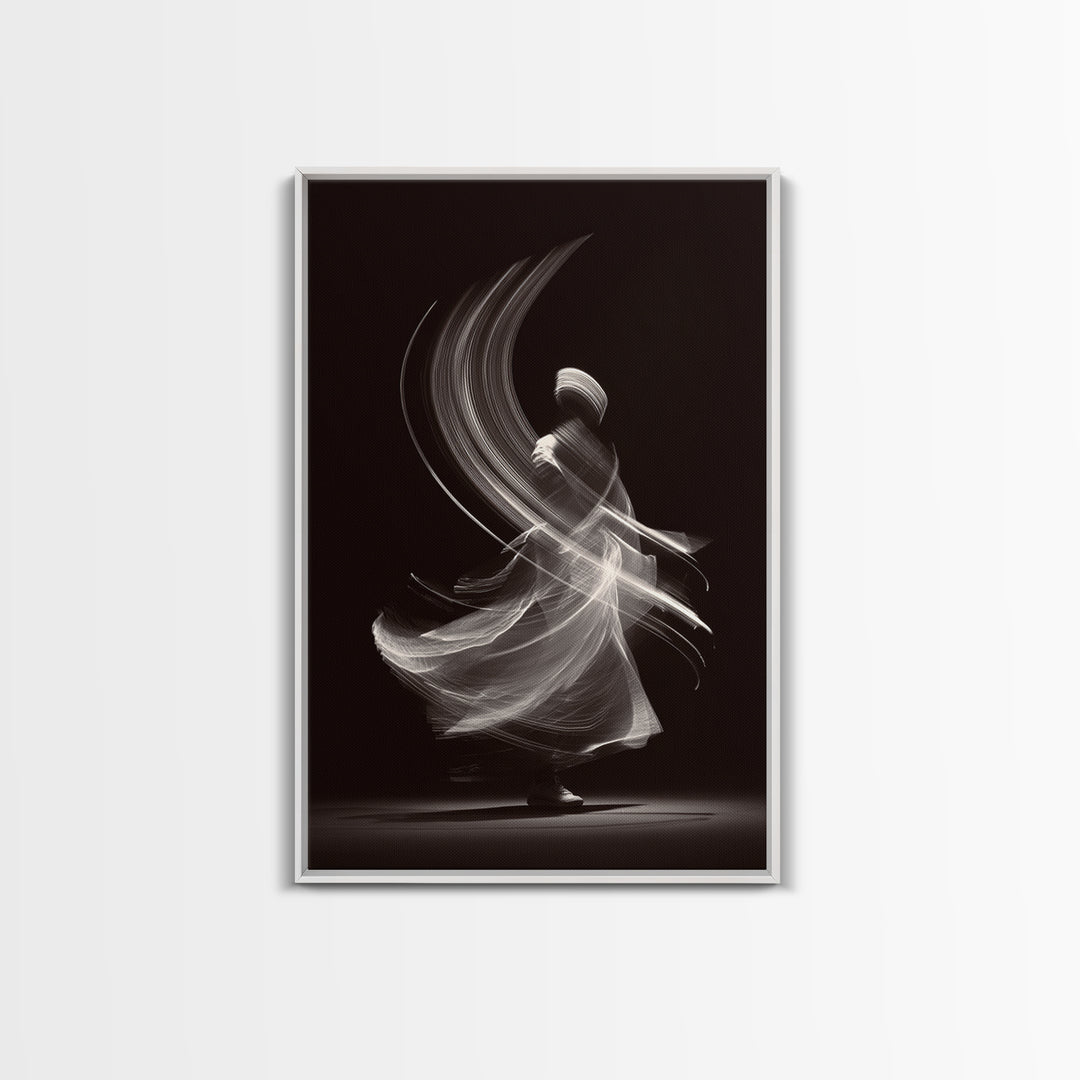 Black White Whirling Dancer Wall Art, Minimalist Abstract Art, Modern Motion Poster, Elegant Bedroom Decor, Fine Art Print