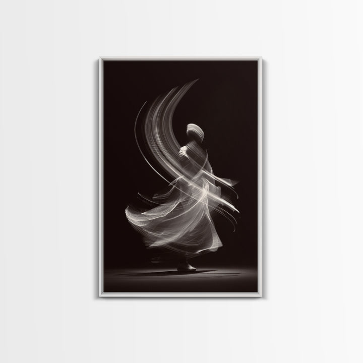 Black White Whirling Dancer Wall Art, Minimalist Abstract Art, Modern Motion Poster, Elegant Bedroom Decor, Fine Art Print