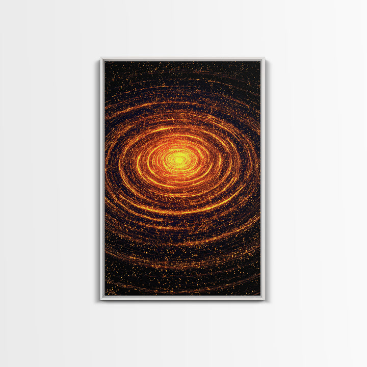 Glowing Orange Cosmic Spiral Wall Art, Abstract Galaxy Vortex, Space Abstract Art, Modern Retro Poster, Living Room Decor