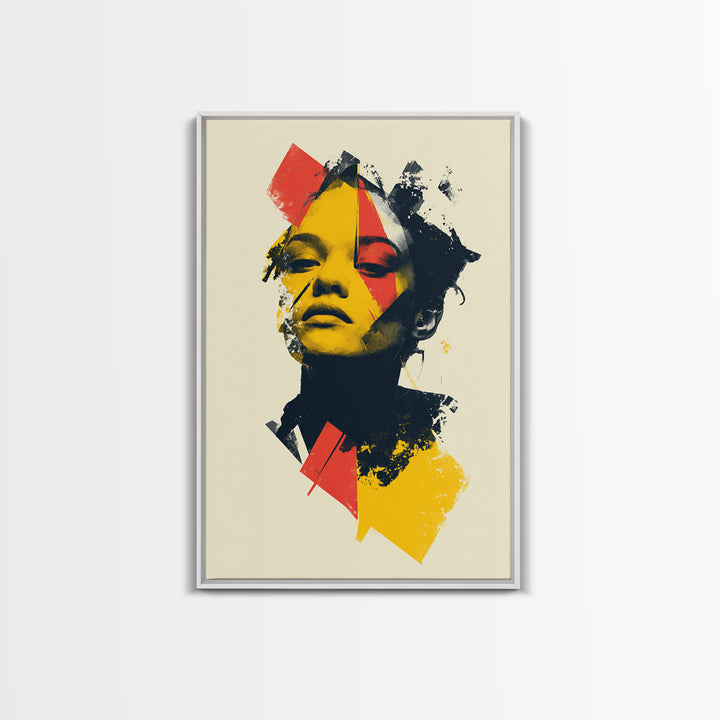 Yellow Red Abstract Woman Portrait Wall Art, Modern Pop Art Print, Bold Graphic Poster, Contemporary Decor For Living Room Bedroom