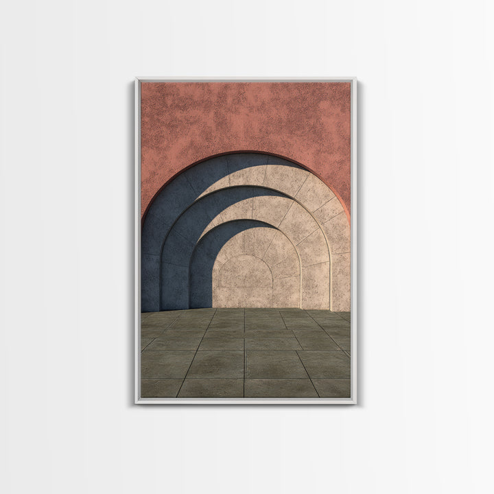 Pastel Concrete Archway Wall Art, Scandinavian Modern Architecture Print, Minimalist Geometric Decor, Neutral MCM Home Art