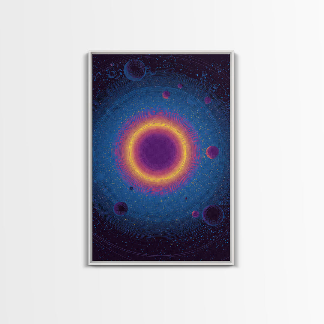 Purple Black Hole With Golden Ring Wall Art, Cosmic Retro Art, Modern Abstract Art, Space Poster, Blue Wall Decor Print Gift