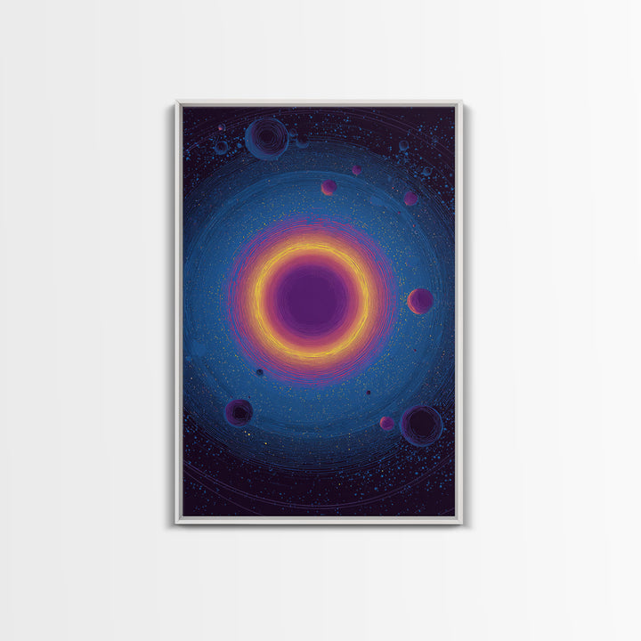 Purple Black Hole With Golden Ring Wall Art, Cosmic Retro Art, Modern Abstract Art, Space Poster, Blue Wall Decor Print Gift