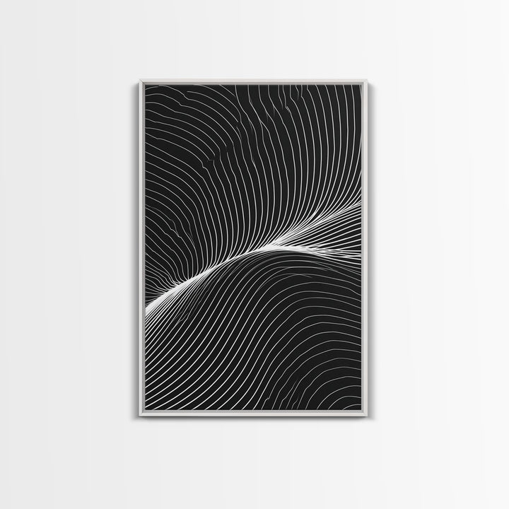 Black White Flowing Line Abstract Wall Art, Modern Op Art Print, Minimalist Wall Decor, Geometric Art For Bedroom, Home Office Decor