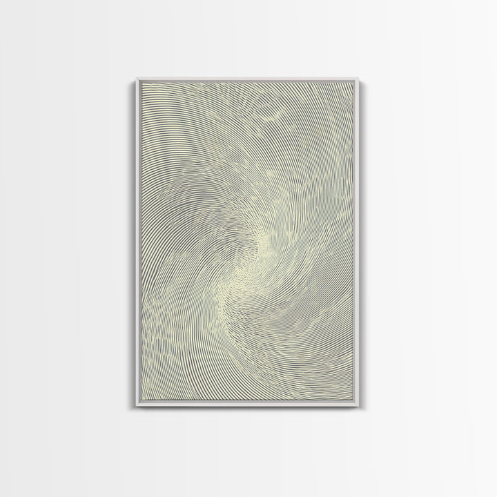 Cream Spiral Line Op Art Canvas Print, Midcentury Modern Abstract Art, Minimalist Wall Art Decor, Neutral Home Office Poster