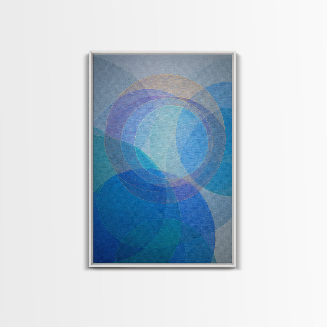 Blue Overlapping Circle Study, Wall Art, Midcentury Modern Abstract, Geometric Art Print, Scandinavian Bedroom Decor Poster