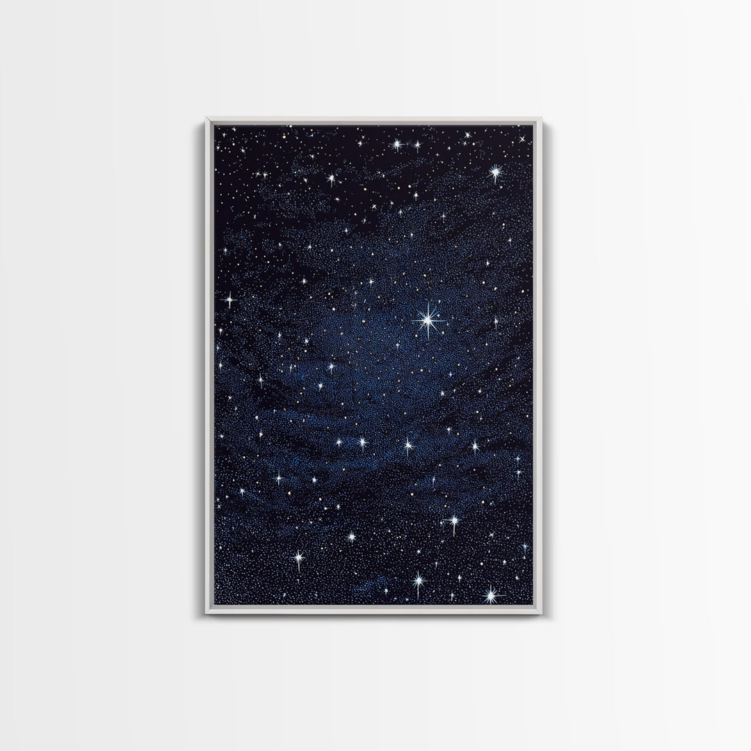 Deep Blue Starry Night Sky Wall Art, Cosmic Galaxy Print, Celestial Space Poster, Astronomy Decor For Bedroom And Home Office Decor