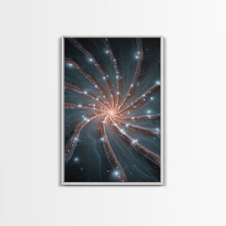 Luminous Spiral Galaxy Nebula Framed Canvas Print, Space Abstract Art, Modern Wall Art, Blue Art Print, Sci Fi Decor, Home Office