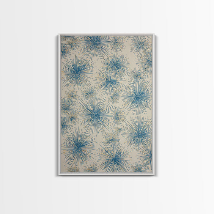 Blue Atomic Starburst Pattern Wall Art, Midcentury Modern Art Print, Retro Wall Decor, Beige Teal Abstract Home Decor Prints