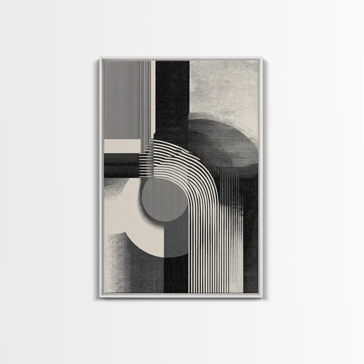 Black White Arch Geometry Canvas Print, Modern Abstract Art, Bauhaus Inspired Wall Decor, Minimalist Office Statement Art