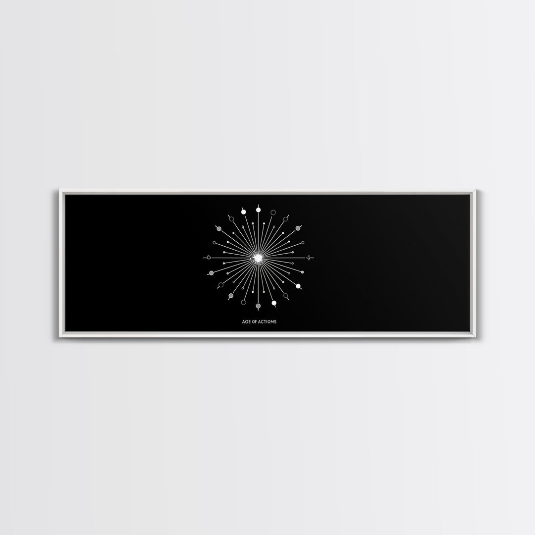 Black Atomic Starburst Wall Art, Midcentury Modern Art Print, Minimal Geometric Poster, Retro Space Age Office Decor Gift