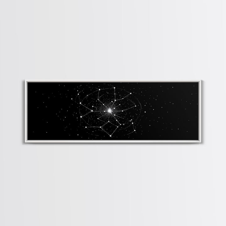 Constellation Star Map Abstract Wall Art, Geometric Wall Art, Space Poster, Midcentury Modern Art Print, Black Celestial Decor