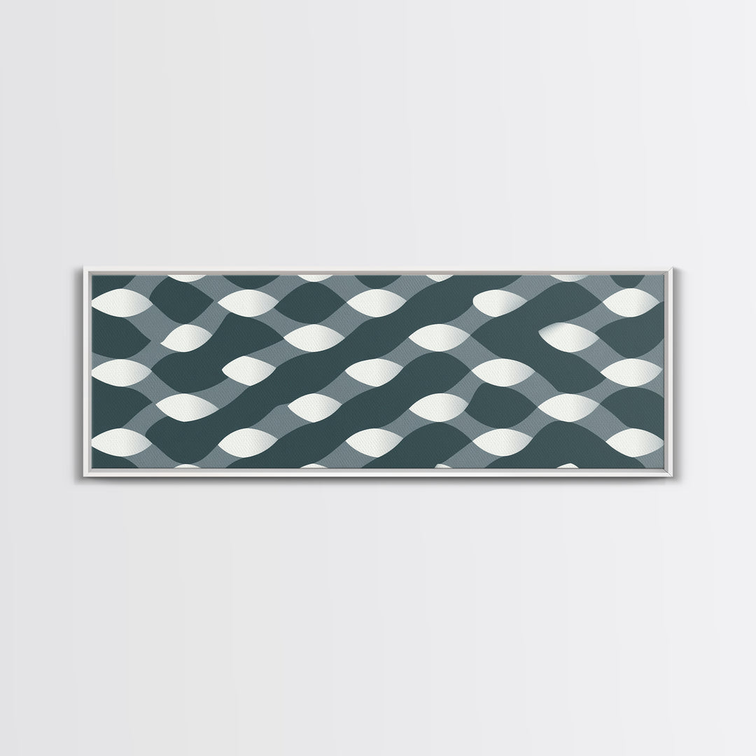 Gray Wavy Op Art Pattern Canvas Print, Geometric Wall Art, Modern Abstract Art, Minimalist Decor, Office Wall Art, Retro