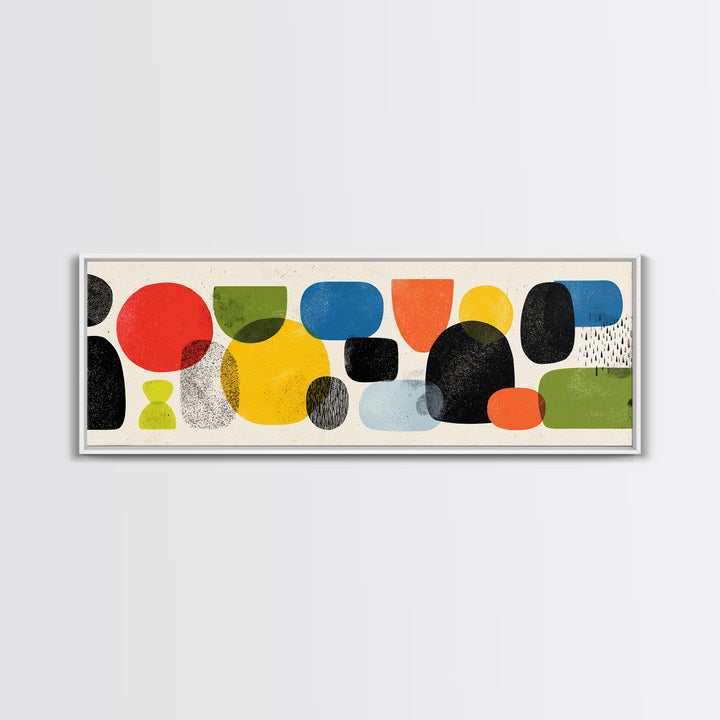 Colorful Rounded Shape Wall Art, Playful Midcentury Modern Abstract Poster, Retro Geometric Decor, Large MCM Print Gift Idea