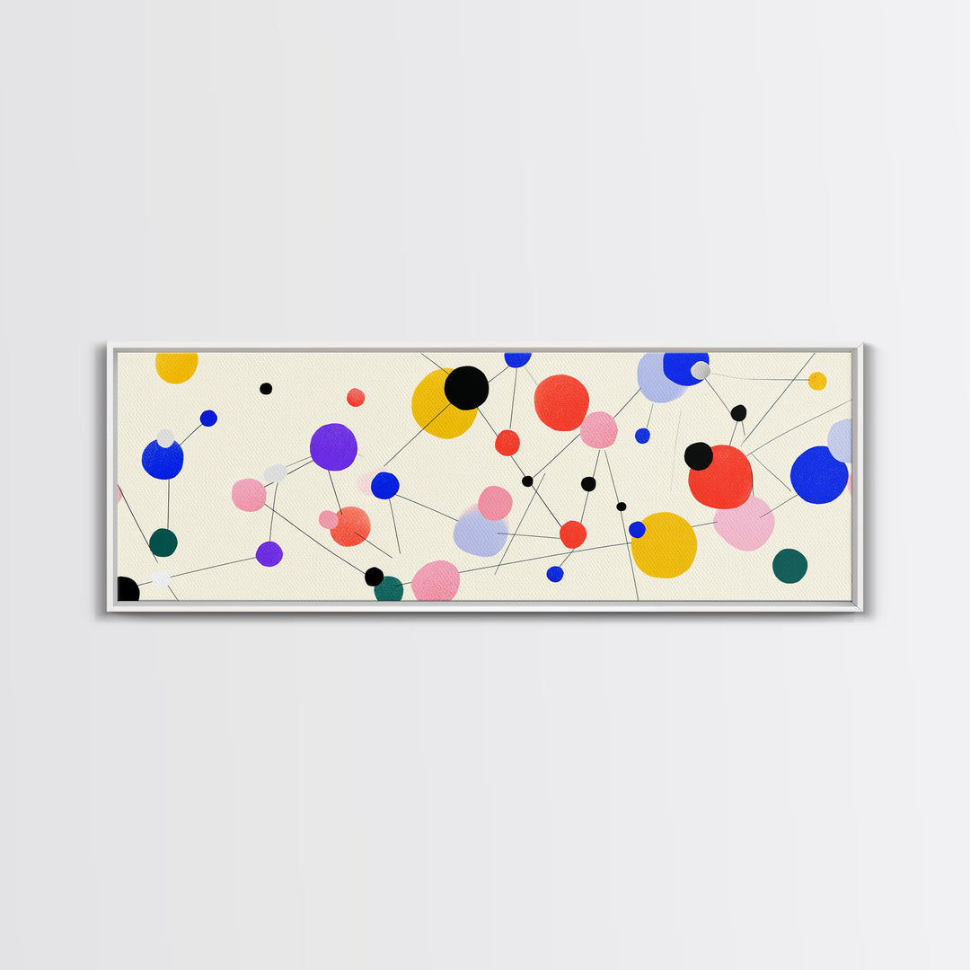 Colorful Atomic Dots And Connected Lines Wall Art, Midcentury Modern Art, Geometric Abstract Print, Retro Modern Decor Poster