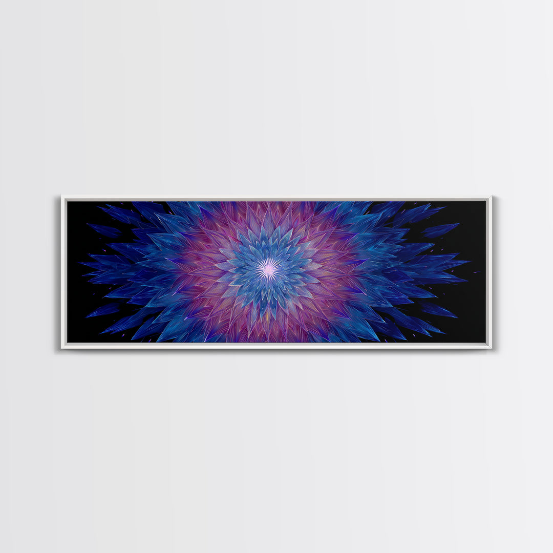Blue Purple Crystal Kaleidoscope Canvas Print, Geometric Abstract Wall Art, Modern Psychedelic Decor, Colorful Poster, Gallery Wall Art