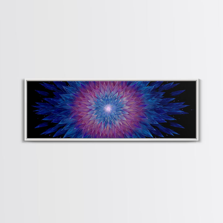 Blue Purple Crystal Kaleidoscope Canvas Print, Geometric Abstract Wall Art, Modern Psychedelic Decor, Colorful Poster, Gallery Wall Art