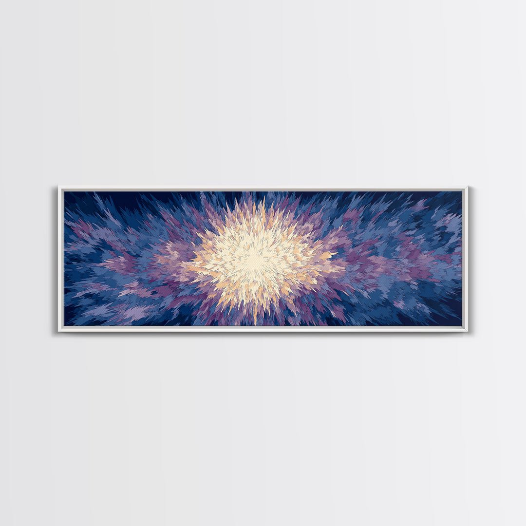 Radiant Blue Purple Starburst Wall Art, Modern Abstract Art Print, Cosmic Retro Decor, Living Room Statement Canvas Print