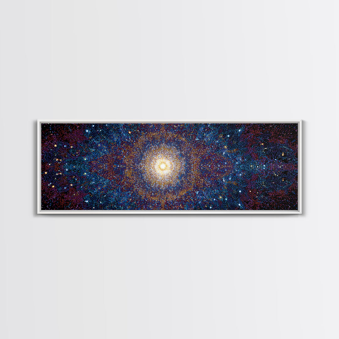 Glowing Galaxy Star Cluster Canvas Print, Cosmic Abstract Wall Art, Modern Space Decor, Blue Orange Statement Print Gift