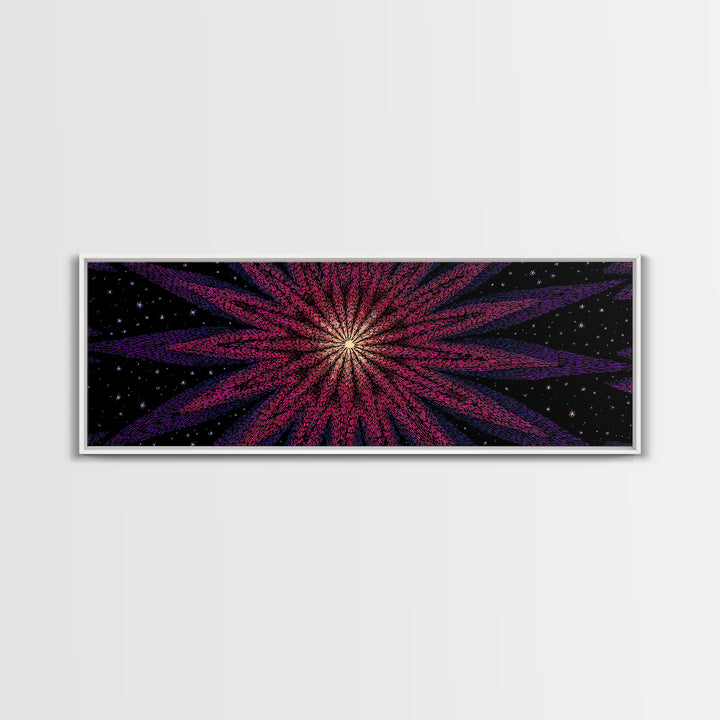 Magenta Purple Cosmic Burst Wall Art, Modern Abstract Canvas Print, Retro Space Poster, Funky MCM Home Decor, Large Statement Print
