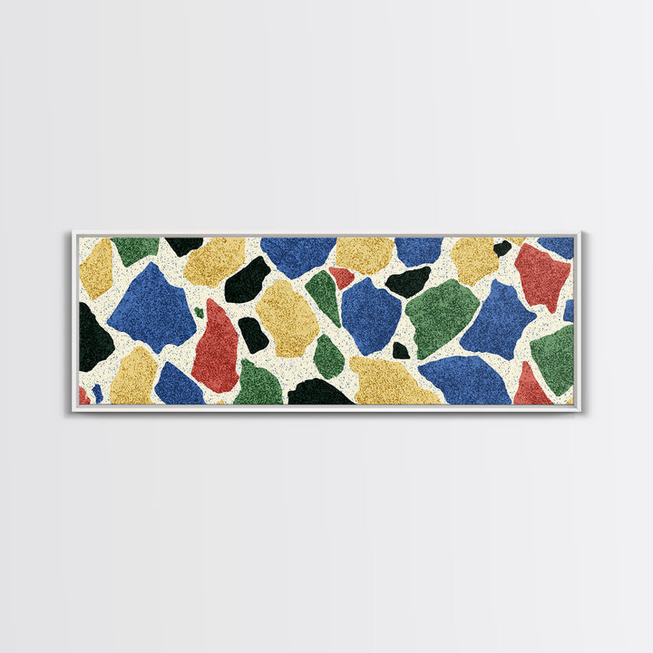 Bold Terrazzo Stone Canvas Print, Mid Century Modern Wall Decor, Colorful Abstract Art, Retro Pattern Poster, MCM Home Art