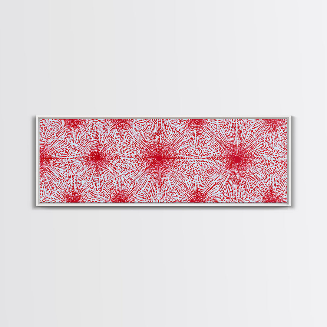 Red Pink Radiating Starburst Canvas Print, Mid Century Modern Wall Art, Bold Geometric Pattern, Retro Maximalist Decor Poster