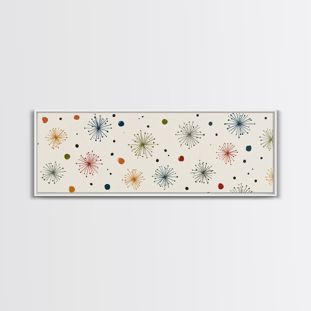 Minimal Atomic Starburst Wall Art, Mid Century Modern Print, Retro Geometric Pattern Poster, Cream MCM Home Decor Artwork