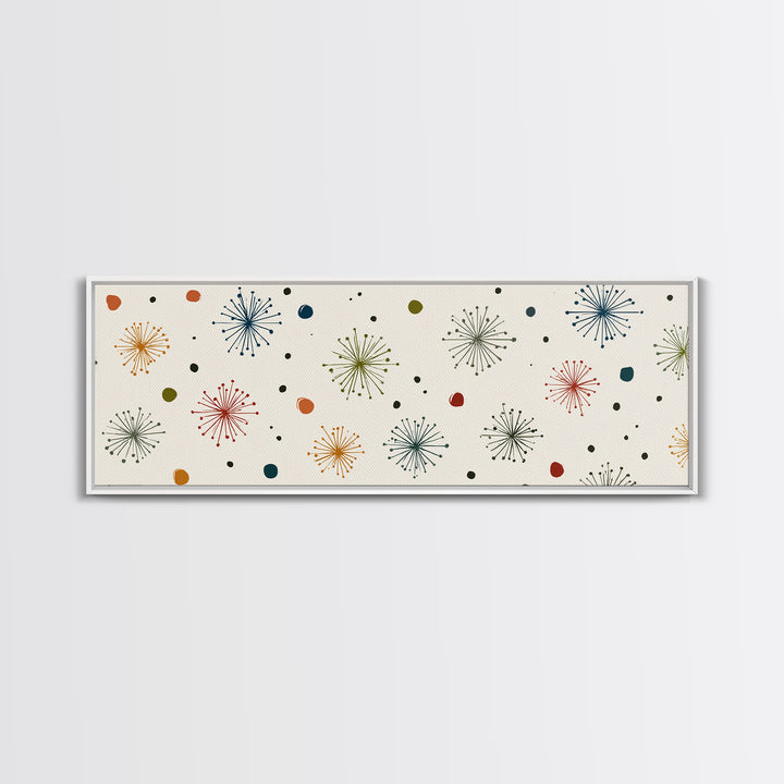 Minimal Atomic Starburst Wall Art, Mid Century Modern Print, Retro Geometric Pattern Poster, Cream MCM Home Decor Artwork