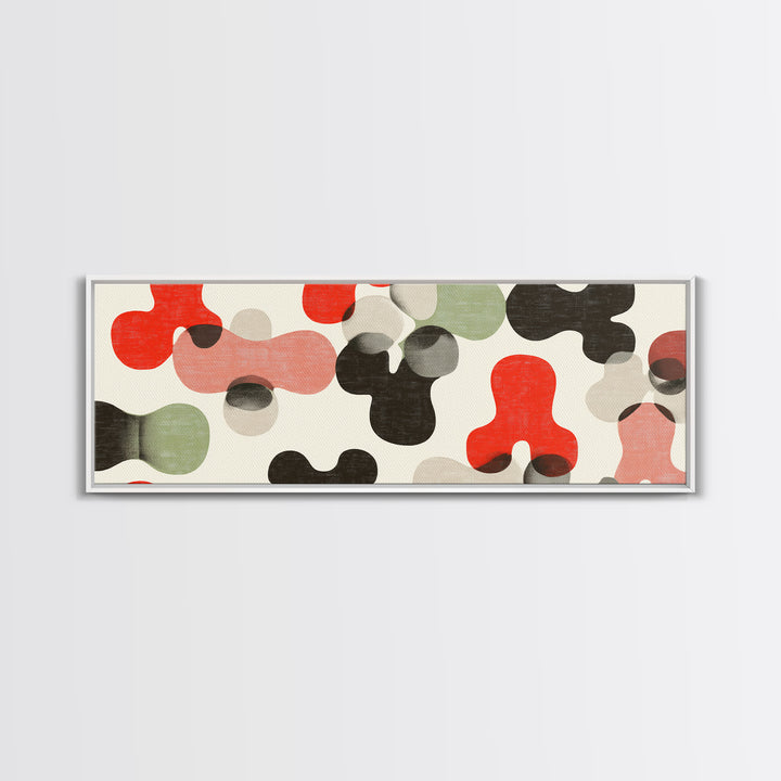 Red Black Sage Organic Shape Wall Art, Midcentury Modern Abstract Canvas, Retro Geometric Print, MCM Living Room Decor Poster
