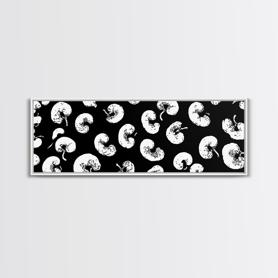 Black White Amoeba Pattern Canvas Print, Midcentury Modern Abstract Wall Decor, Monochrome Retro Op Art For Gallery Wall