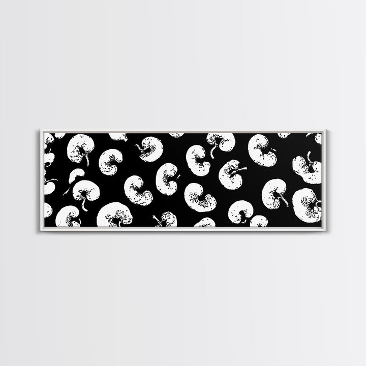Black White Amoeba Pattern Canvas Print, Midcentury Modern Abstract Wall Decor, Monochrome Retro Op Art For Gallery Wall