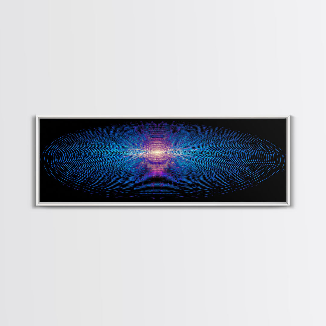 Blue Neon Concentric Ripple Field Wall Art, Futuristic Abstract Print, Modern Wall Decor, Space Abstract Art, Digital Art
