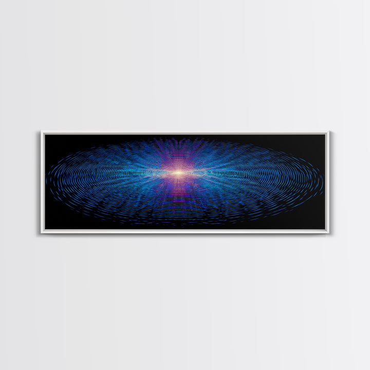 Blue Neon Concentric Ripple Field Wall Art, Futuristic Abstract Print, Modern Wall Decor, Space Abstract Art, Digital Art