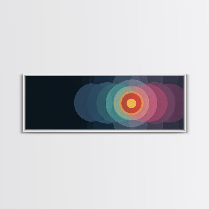 Translucent Target Circles Canvas Print, Midcentury Modern Abstract Wall Art, Colorful Geometric Decor, Pink Blue Poster