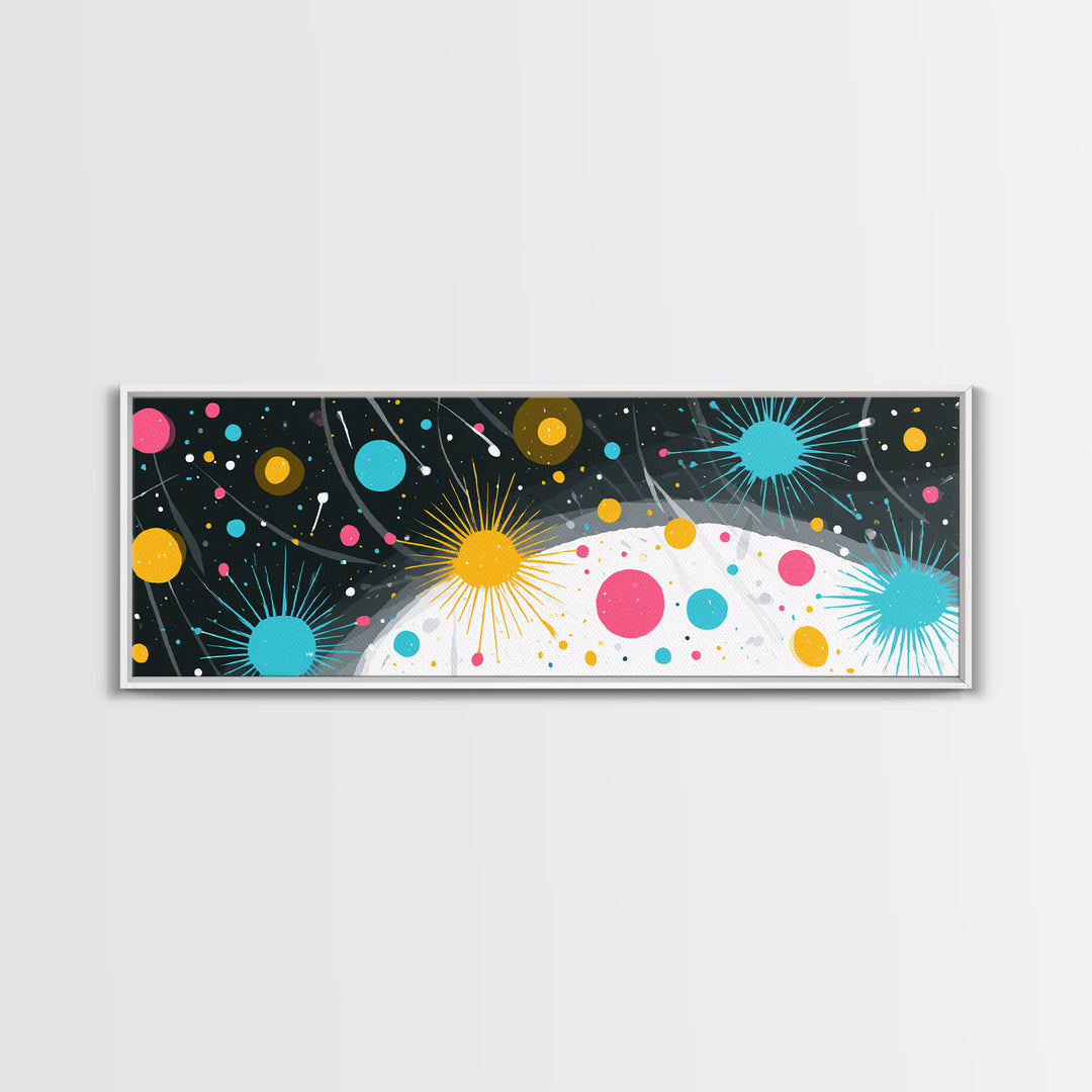 Playful Atomic Dots And Starbursts Wall Art, Midcentury Modern Abstract Poster, Colorful Retro Decor, Kids Room Print Gift