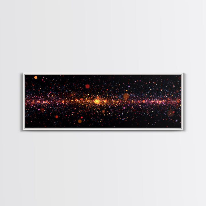 Radiant Particle Galaxy Horizon Wall Art, Space Abstract Art, Modern Digital Art Print, Cosmic Retro Decor, Large Canvas