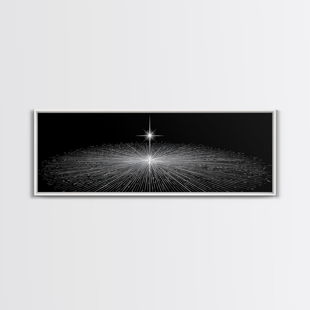 Black And White Radiant Grid Horizon Canvas Print, Minimalist Wall Art, Op Art Poster, Modern Geometric Office Decor Gift