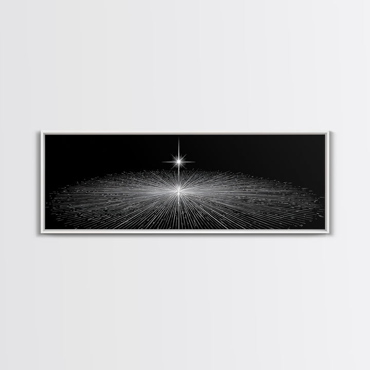 Black And White Radiant Grid Horizon Canvas Print, Minimalist Wall Art, Op Art Poster, Modern Geometric Office Decor Gift