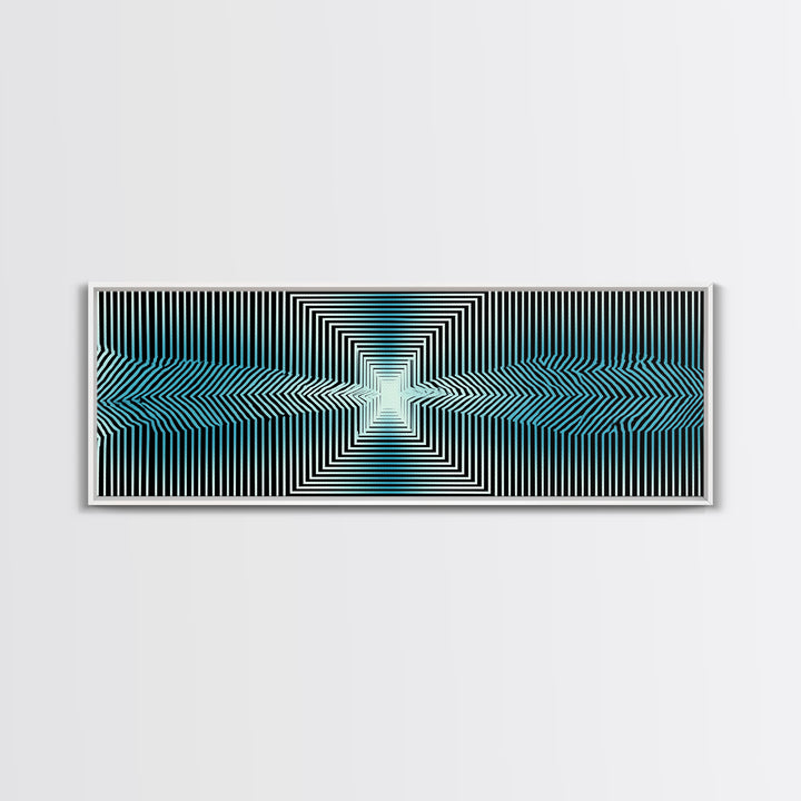 Optical Illusion Line Wall Art, Op Art Geometric Print, Modern Abstract Art, Blue Black Minimalist Decor For Office Gift