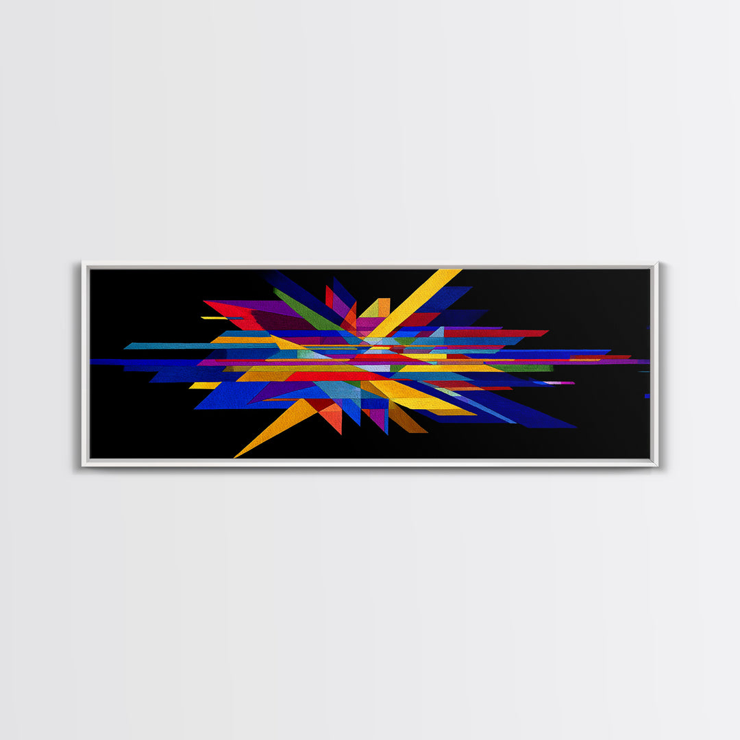 Black Geometric Shard Canvas Print, Colorful Abstract Poster, Midcentury Modern Wall Art, Bauhaus MCM Modern Home Office Decor
