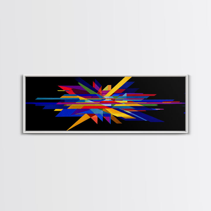Black Geometric Shard Canvas Print, Colorful Abstract Poster, Midcentury Modern Wall Art, Bauhaus MCM Modern Home Office Decor