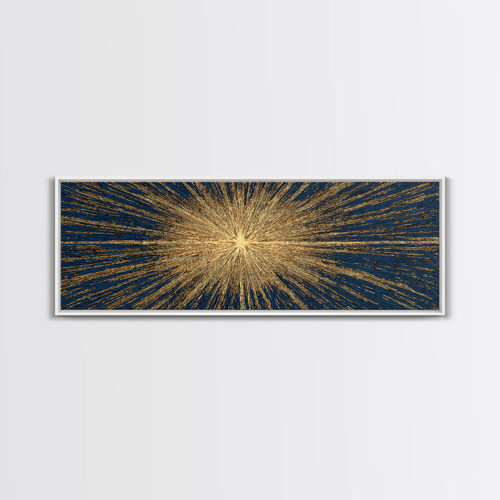 Golden Sunburst Energy Field Canvas Print, Mid Century Modern Abstract Wall Art, Cosmic Retro Decor For Living Room Or Office