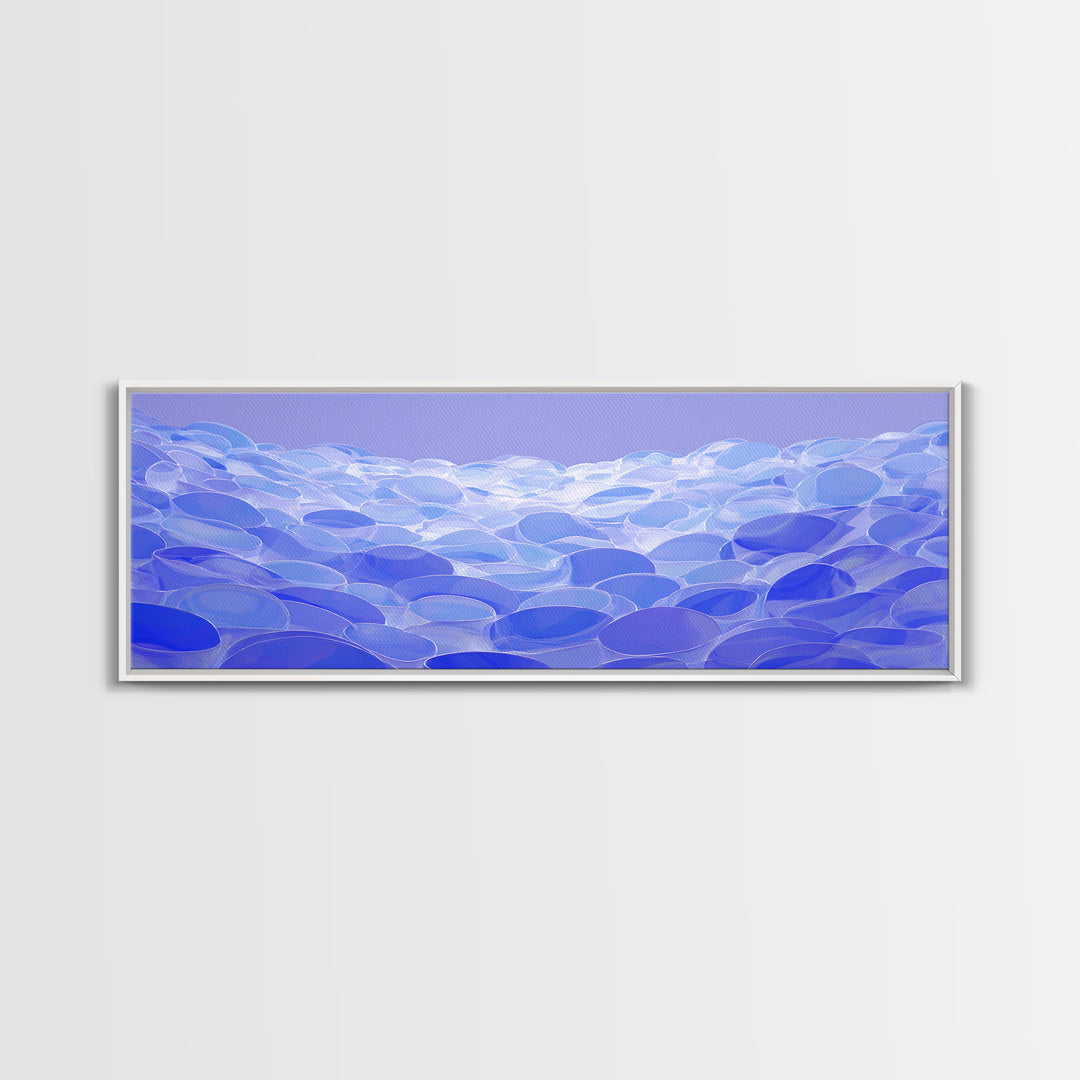 Blue Translucent Pebble Waves Canvas Print, Modern Abstract Art, Midcentury Wall Art, Office Decor, Living Room Decor, Blue Art