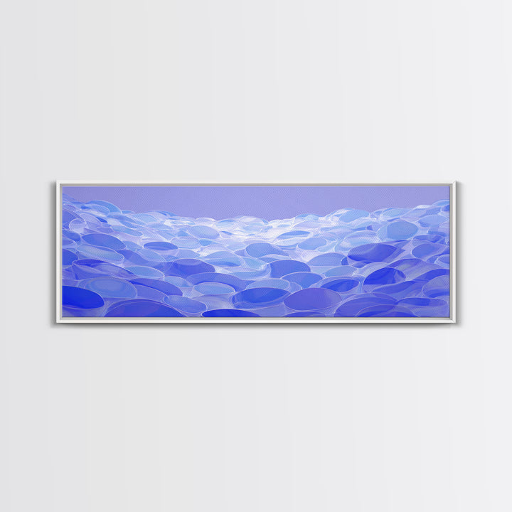 Blue Translucent Pebble Waves Canvas Print, Modern Abstract Art, Midcentury Wall Art, Office Decor, Living Room Decor, Blue Art