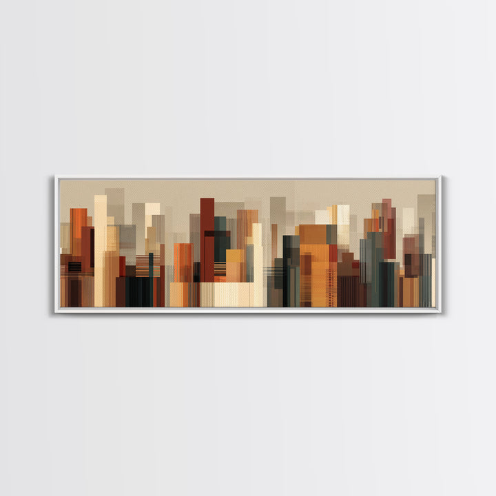 Warm Terracotta Abstract Skyline Wall Art, Modern Geometric City Print, Midcentury Modern Decor, Statement Office Decor Gift