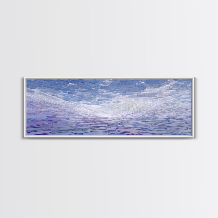 Icy Blue Reflective Ripple Landscape Canvas Print, Modern Abstract Art, Blue Wall Art, Scandinavian Modern, Home Office Decor