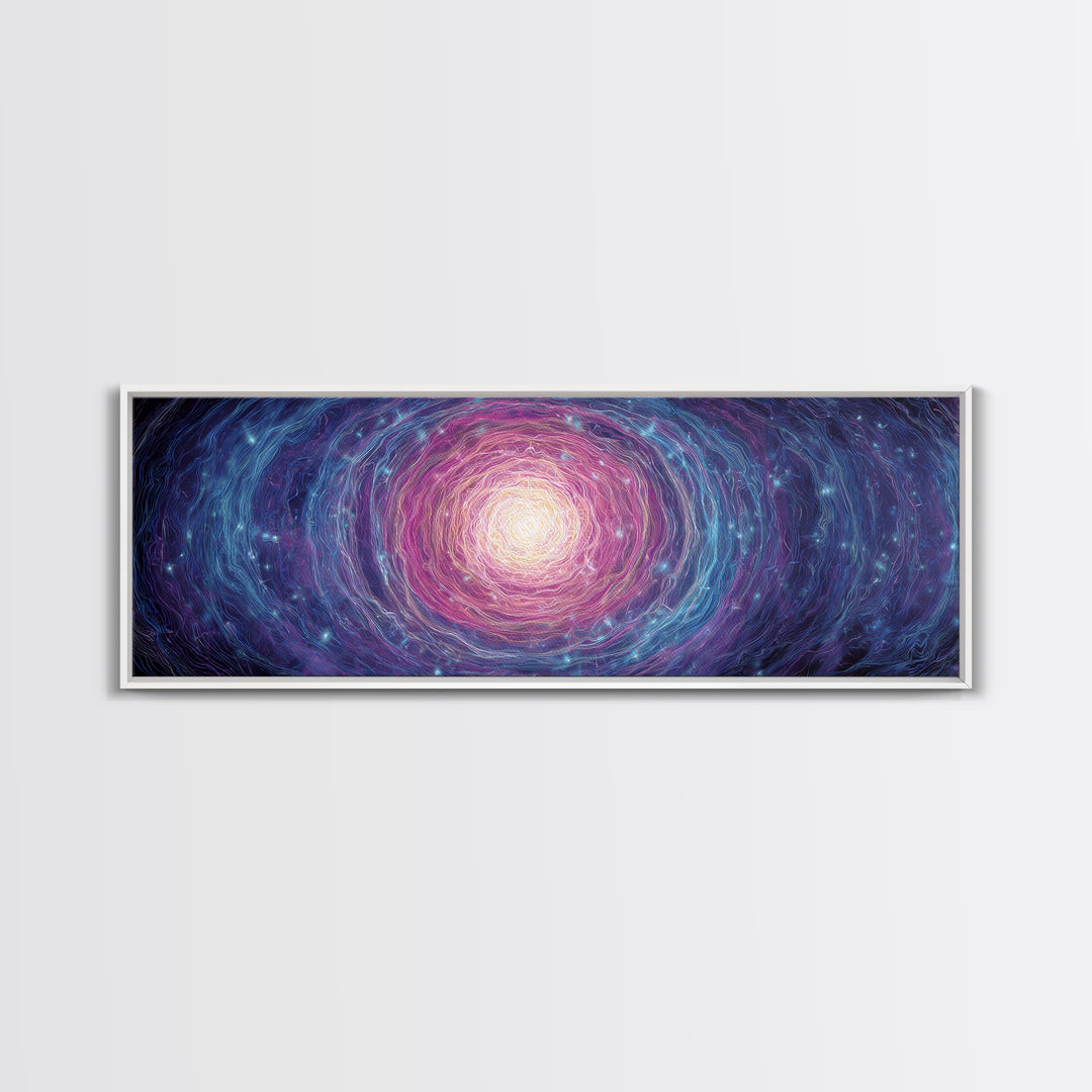 Purple Blue Spiral Galaxy Wall Art, Cosmic Abstract Canvas Print, Modern Digital Art, Space Poster For Living Room Decor