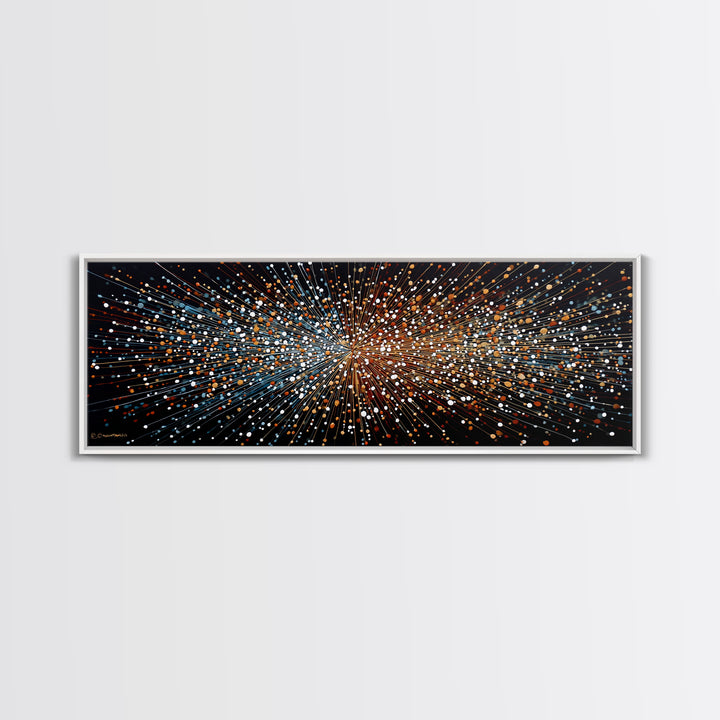 Orange Blue Particle Burst Wall Art, Abstract Modern Canvas Print, Kinetic Energy Poster, Bold Geometric Home Office Decor