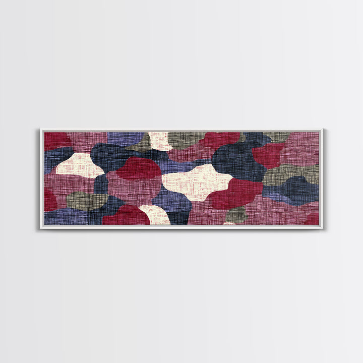 Rose Navy Woven Abstract Wall Art, Midcentury Modern Decor, Organic Pattern Print For Bedroom, Office, And Living Room Decor